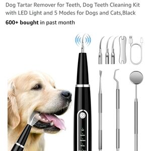 Dog Teeth Cleaning Kit with LED Light - Black